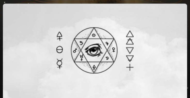 Alchemical eye and planetary symbols